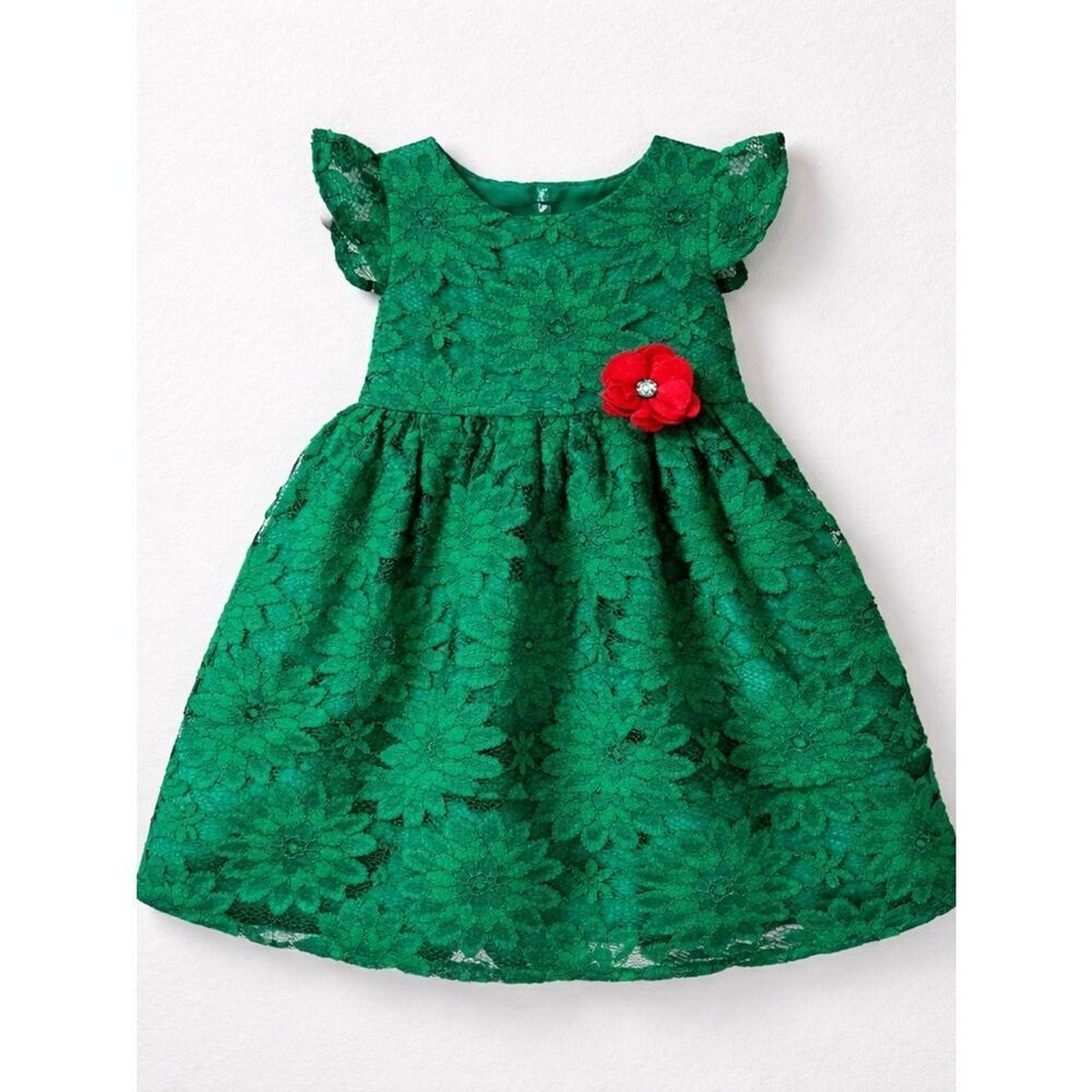 Laura Ashley London Green Lace Ruffle formal dress size 3T